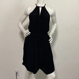 Floreat Black Halter Neck Elasticized Waist Sleeveless Pullover Mini Dress Sz.10